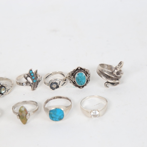 1308 - 10 various stone set and other dress rings