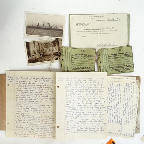 614 - A 1930s diary documenting overseas journey with the first athletes of the British Empire, and a Vint... 