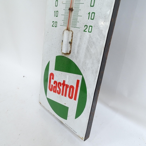 1114 - A Vintage enamel Castrol Motor Oil wall-hanging advertising sign thermometer, by Emaillerie Alsacien... 