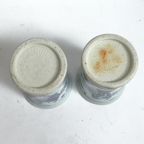 208 - Oriental ceramic ginger jars, pair of blue and white brush washers, crackle glaze vase and a majolic... 