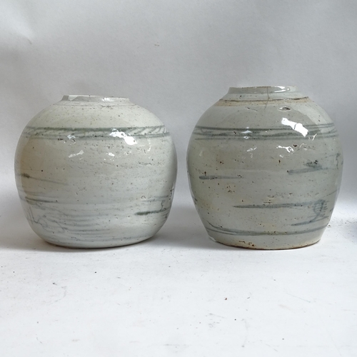 208 - Oriental ceramic ginger jars, pair of blue and white brush washers, crackle glaze vase and a majolic... 