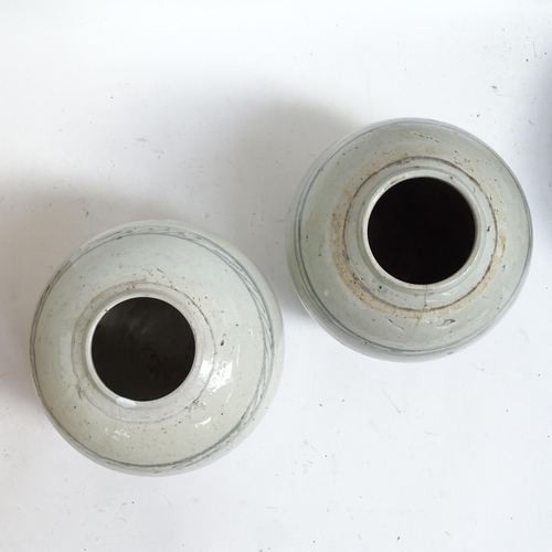 208 - Oriental ceramic ginger jars, pair of blue and white brush washers, crackle glaze vase and a majolic... 