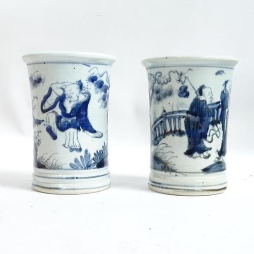 208 - Oriental ceramic ginger jars, pair of blue and white brush washers, crackle glaze vase and a majolic... 