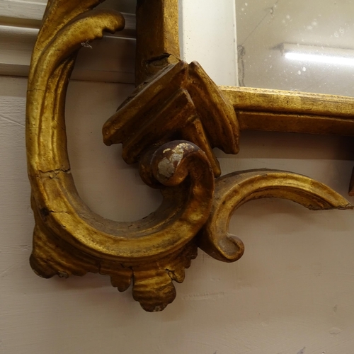 2415 - A 19th century gilt-wood Florentine style wall mirror, W64cm, H103cm