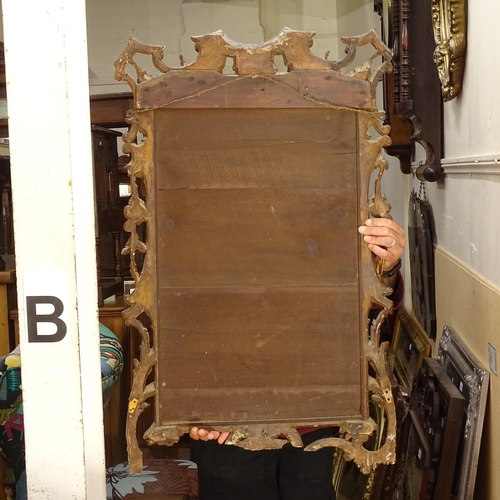 2415 - A 19th century gilt-wood Florentine style wall mirror, W64cm, H103cm