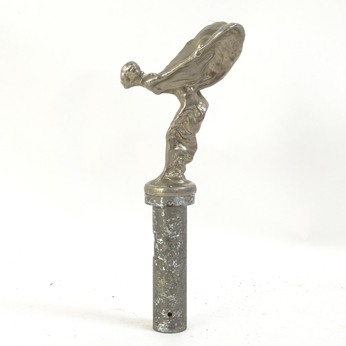 348 - A Vintage nickel plate Spirit of Ecstasy car mascot, height excluding post fitting 10cm