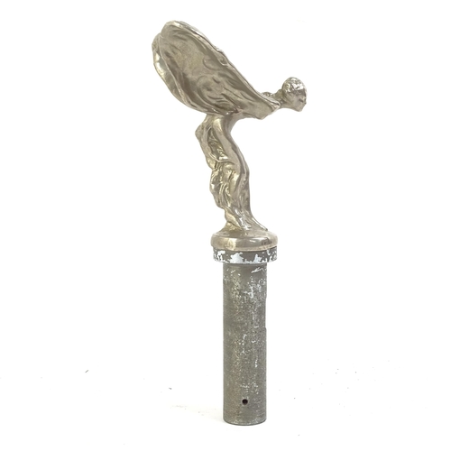 348 - A Vintage nickel plate Spirit of Ecstasy car mascot, height excluding post fitting 10cm