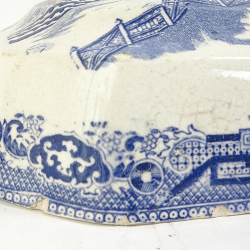 561 - Victorian Willow pattern china etc