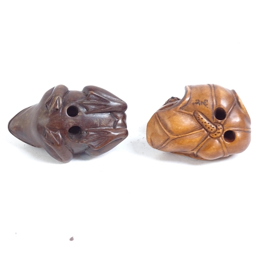 778 - Various figural animal collectables, including frog and lily pad netsuke, signed frog netsuke, brass... 