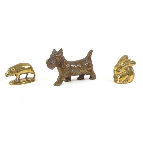 778 - Various figural animal collectables, including frog and lily pad netsuke, signed frog netsuke, brass... 