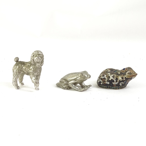 778 - Various figural animal collectables, including frog and lily pad netsuke, signed frog netsuke, brass... 