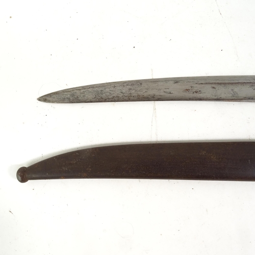 904 - A French 1871 pattern sword bayonet and scabbard, and a Middle Eastern tulwar sword and scabbard (2)