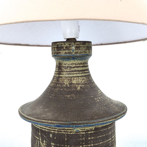 1518 - A 1960s brutalist KINGWOOD, Surrey pottery lamp base, base height 28cm