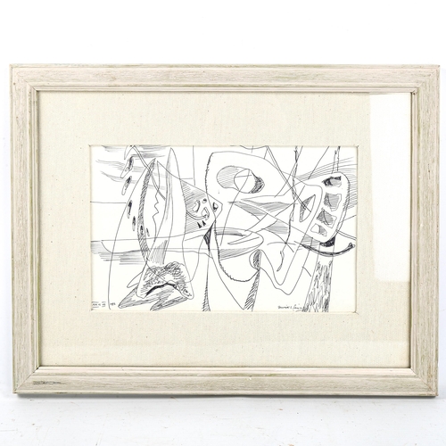 1562 - DERRICK SAYER (1917 - 1992), abstract pen drawing, dated 1982, 28cm x 29cm