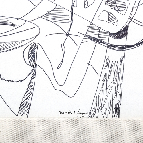 1562 - DERRICK SAYER (1917 - 1992), abstract pen drawing, dated 1982, 28cm x 29cm