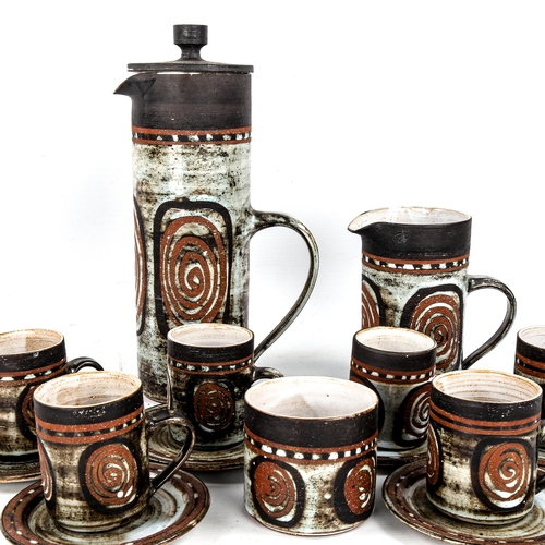 1579 - BRIGLIN POTTERY, a mid-century coffee set with impressed makers marks.