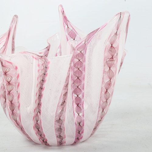 1582 - BIANCONI/VENINI, Murano, Italy, a small pink Fazzoledo glass vase, 1950s, signed to base, height 15c... 