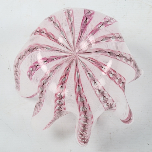 1582 - BIANCONI/VENINI, Murano, Italy, a small pink Fazzoledo glass vase, 1950s, signed to base, height 15c... 