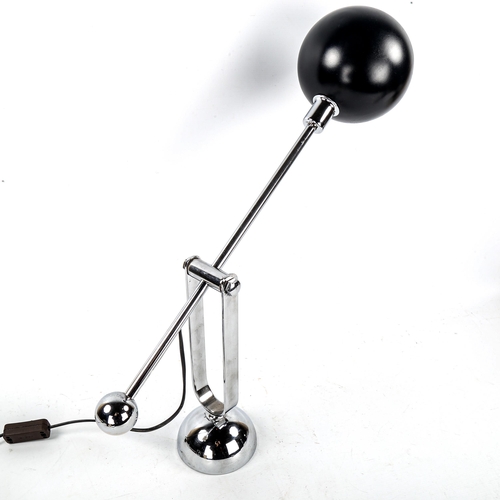 1585 - SERGIO ASTI, Italy, 1960s black and chrome desk lamp, with eyeball shade, overall height 73cm