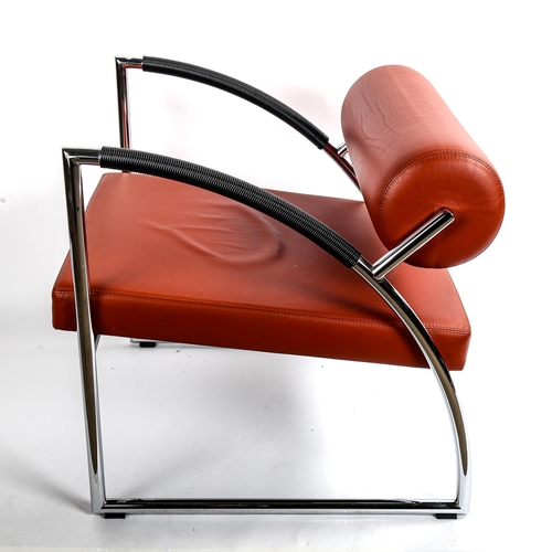 1593 - TORBEN SKOV for Erik Jorgensen, Denmark, a post-modern leather and steel easy chair, model EJ60, 198... 