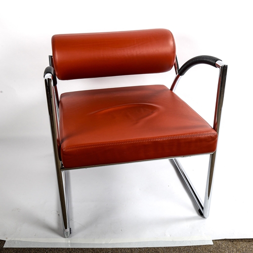 1593 - TORBEN SKOV for Erik Jorgensen, Denmark, a post-modern leather and steel easy chair, model EJ60, 198... 