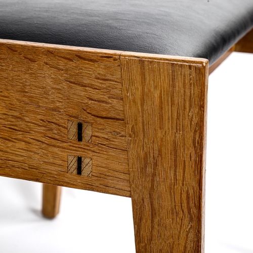 1598 - A mid-century Cotswold School style oak stool with drop-in seat, height 45cm