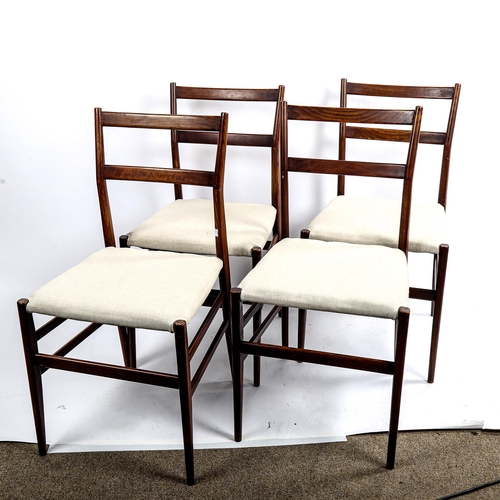 1603 - GIO PONTI for Cassina, Italy, a set of 4 1960s/70s Leggera chairs in stained ash