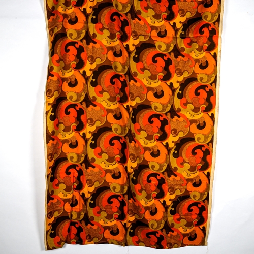 1606 - A large 1960s orange brown fabric panel