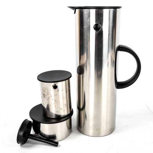 1611 - ERIC MAGNUSSEN for Stelton, Denmark, a 3-piece stainless steel set including vacuum jug EM77, creame... 