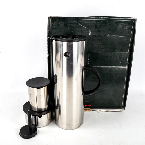 1611 - ERIC MAGNUSSEN for Stelton, Denmark, a 3-piece stainless steel set including vacuum jug EM77, creame... 