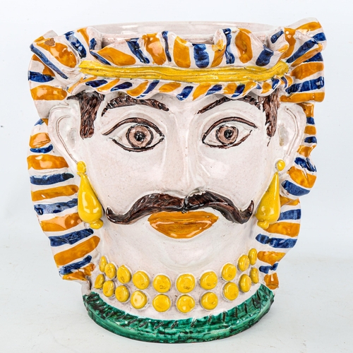 1622 - A mid-century Sicilian Majolica vase/bust, height 28cm