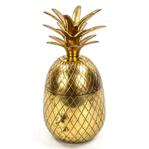 1641 - A mid-century brass pineapple ice bucket, height 24cm