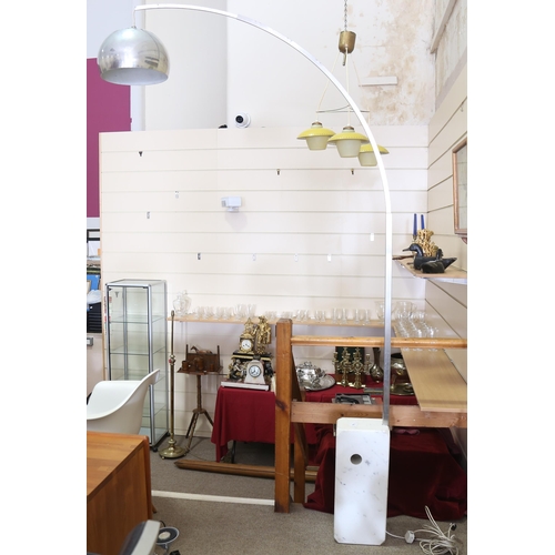 1649 - A 1970s' FLOS ARCO Floor Light with white marble base and aluminium arm and shade, height 238cm.