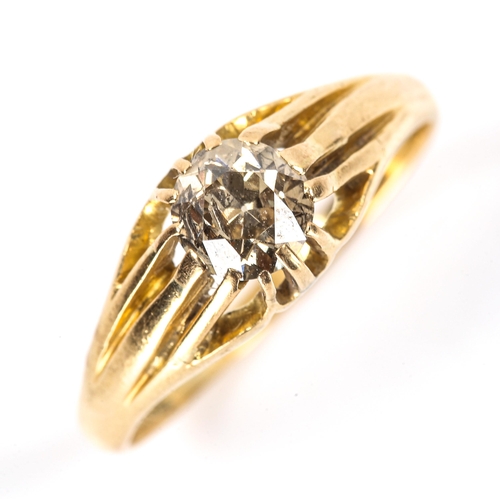 115 - An Antique 0.75ct solitaire diamond gypsy ring, set with old European-cut diamond, clarity approx I1... 