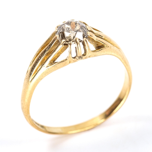 115 - An Antique 0.75ct solitaire diamond gypsy ring, set with old European-cut diamond, clarity approx I1... 