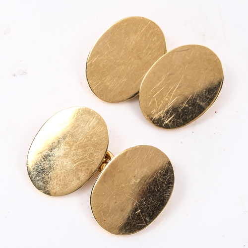 149 - A pair of late 19th century 18ct gold unascribed oval cufflinks, maker's marks WGJL, hallmarks Londo... 