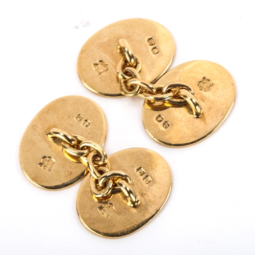 149 - A pair of late 19th century 18ct gold unascribed oval cufflinks, maker's marks WGJL, hallmarks Londo... 