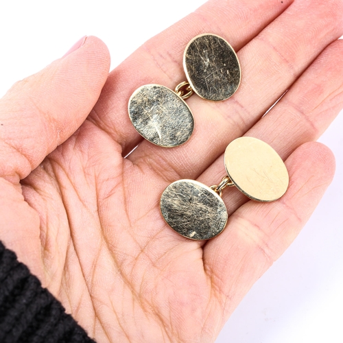 149 - A pair of late 19th century 18ct gold unascribed oval cufflinks, maker's marks WGJL, hallmarks Londo... 