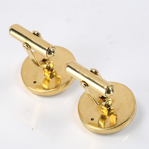 150 - LINKS OF LONDON - a modern pair of 18ct gold mother-of-pearl button design cufflinks, hallmarks Lond... 