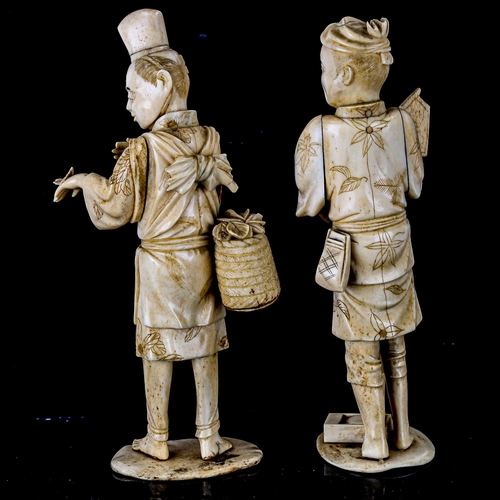 1029 - 2 Japanese sectional ivory standing figures, Meiji Period, height 16cm