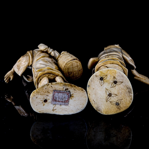 1029 - 2 Japanese sectional ivory standing figures, Meiji Period, height 16cm