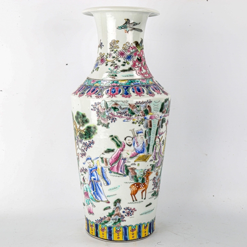 1041 - A Chinese famille rose porcelain vase, painted enamel designs, 6 character mark, height 42cm