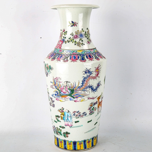 1041 - A Chinese famille rose porcelain vase, painted enamel designs, 6 character mark, height 42cm