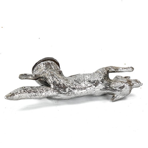 1042 - A chrome plate running fox design car mascot, early 20th century, length 13.5cm