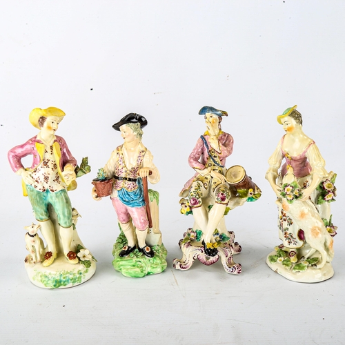 1049 - A set of 4 x 19th century Chelsea porcelain country figures, height 19cm