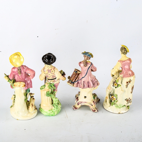 1049 - A set of 4 x 19th century Chelsea porcelain country figures, height 19cm