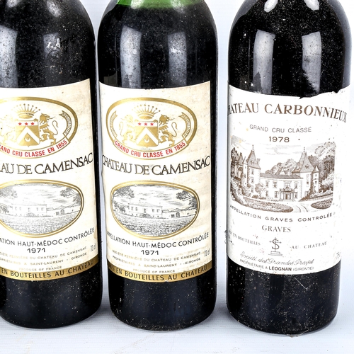 1051 - 6 bottles of Bordeaux red wine, 3 x Chateau Carbonnieux, 1978 Graves and 3 x Chateau De Camensac, 19... 