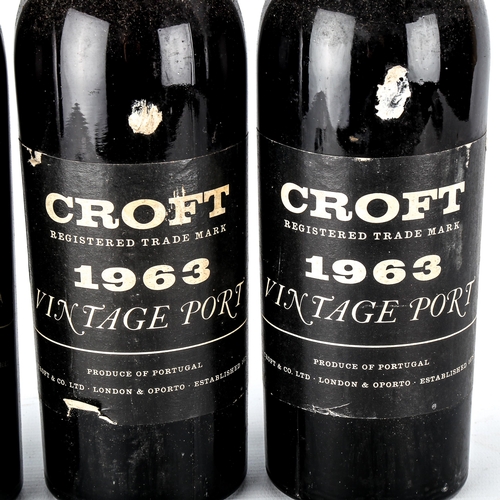 1053 - 3 bottles of Croft 1963 Vintage Port