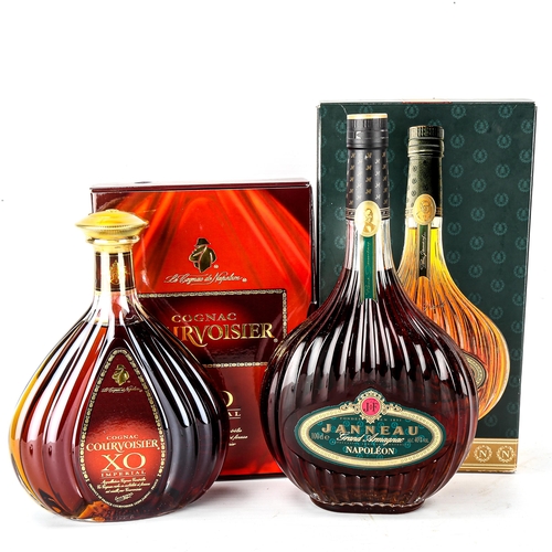 1057 - Courvoisier XO Imperial Cognac 70cl, 40%, and Janneau Grand Armagnac Reserve Special Napoleon, 100cl... 