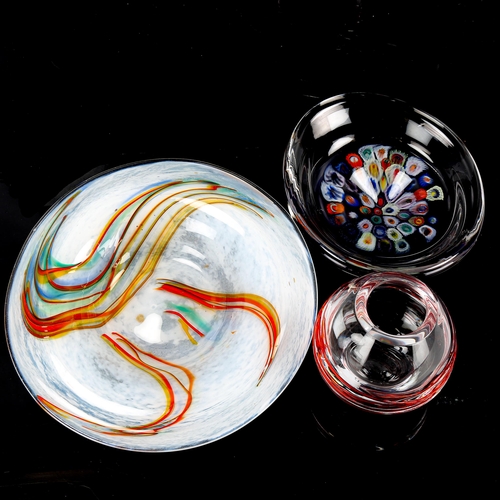 1094 - 3 pieces of Studio glass, including a Murano Millefiori dish, length 16cm (3)